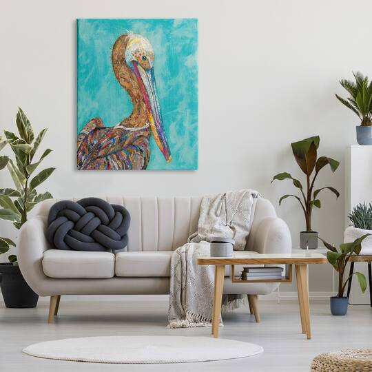 Stupell Industries Beautiful Pelican Bird Vivid Patterns Canvas Wall Art